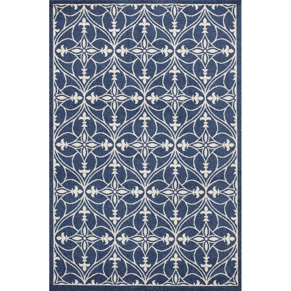 Palacedesigns 6 ft. 7 in. x 9 ft. 6 in. UV-Treated Polypropylene Denim Area Rug PA3665016 - main